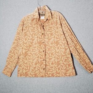 Royal Robbins Women Top Large Orange Hawaiian Long Sleeve Button Up Collar